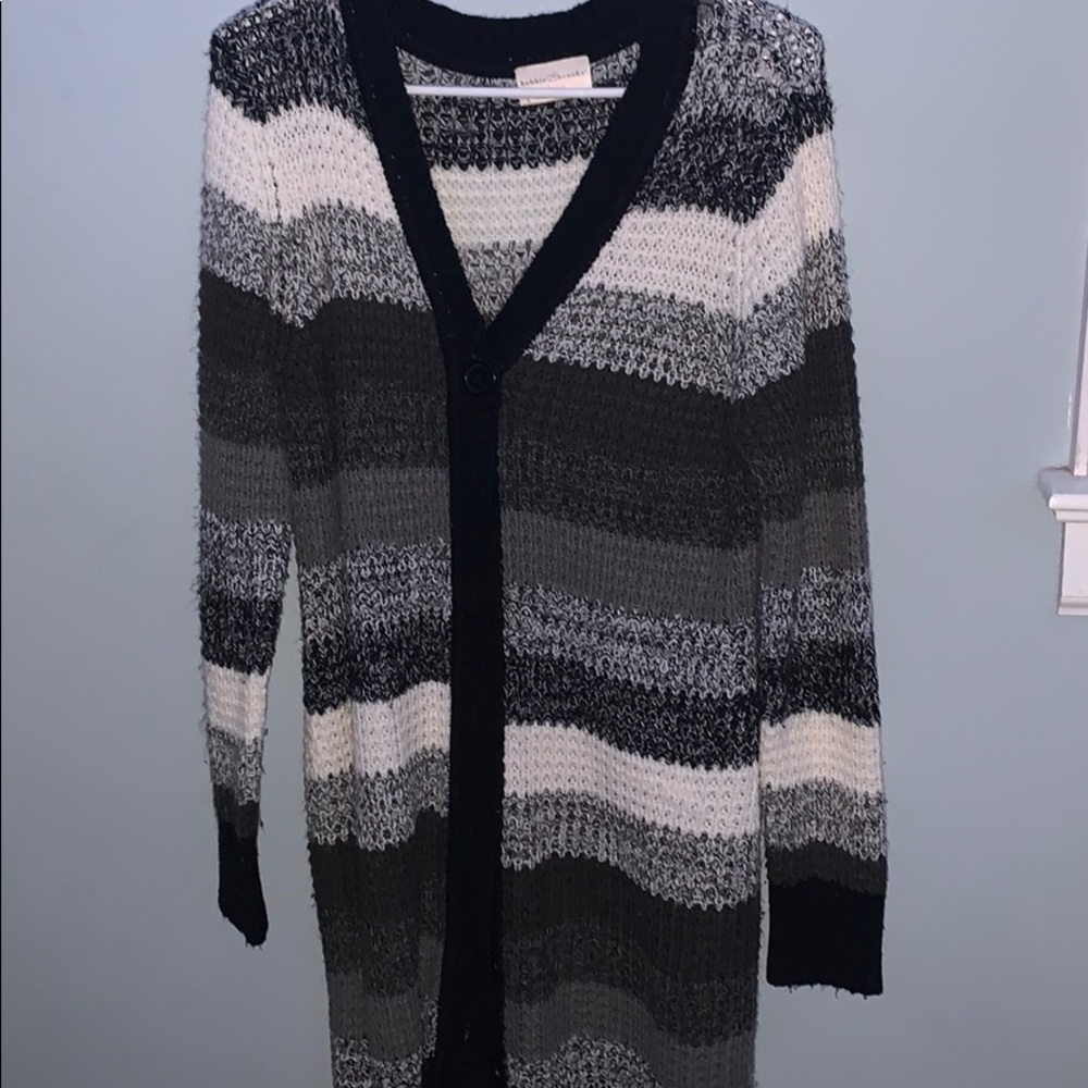 Black,white,& gray cardigan